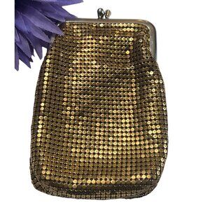 Whiting & Davis Vintage Gold Mesh Kiss Lock Pouch